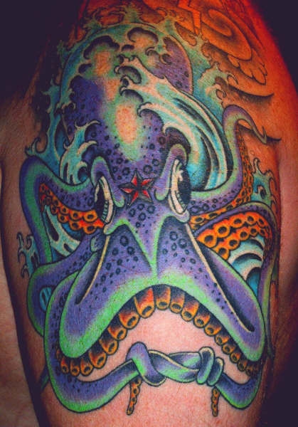 8armfury's left arm octopus tattoo