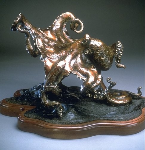 Bronze octopus sculpting, by Kirk McGuire